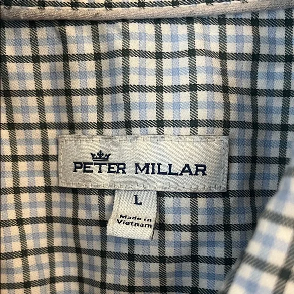 Men's Peter Millar Blue Checkered Shirt Size Large - Picture 2 of 3